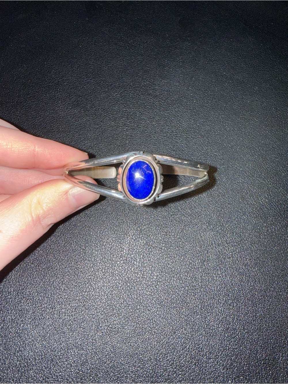 Sterling Silver Blue Lapis Oval Cuff Bracelet